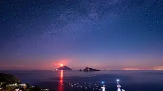 A Night with Stromboli and the Milky Way, June 2021
