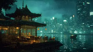 Neon Riverside City in the Rain &ndash; Cozy Urban Mood | Deep Work & Relax | 4K