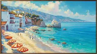 Summer Beach Day Vibe Art Screen🏖️⛱️😍 | The Art Corner TV 4K | Gold framed vintage | Screensaver TV