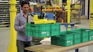 TMS Manutention, bras pr&eacute;henseur pour manipulation de bacs (caisses, cagettes, ...)