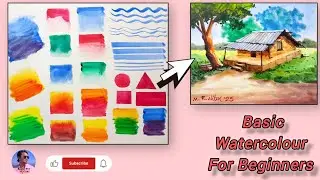 The Very First Watercolour Lesson For Beginners / Watercolour Painting For Beginners - Lesson - 1🎨🎨