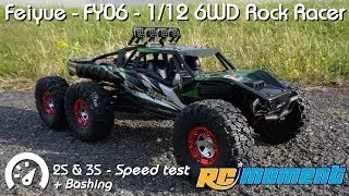 • Feiyue - FY06 - 1/12 6WD Rock racer - 2s & 3s speed test + bashing •
