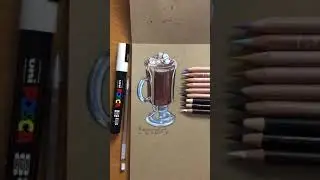 quick realistic drawing of hot chocolate☕️🍫 🤎🤍 / 2022 #realisticdrawing #coloredpencils #drawing