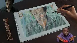Drawing Akshay Khanna as Rehman Dakoit,Dhurandhar, Pencil colour sketch | VIRAT CREATES 