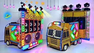 Mini Dj Setup Loading at-home by Cardboard Making Dj truck | Mini Dj Truck Setup | dj wala, dj gadi