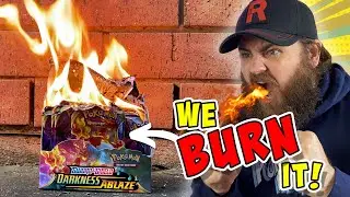 BURNING a Pokemon Booster Box Fake Darkness Ablaze Opening