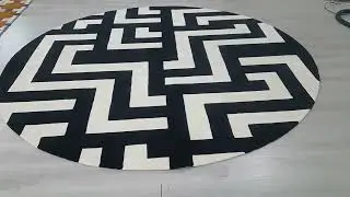 Round shape modern living room black and white tufted rug #modernrugs #customrugs #rugdesign #carpet