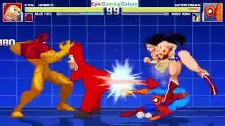 Spider-Man And Wonder Woman VS Evil Homer And Major Force In A MUGEN Match / Battle / Fight