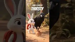 THE PITCHER STOTY🍶 A Clever Crow & Rabbit got thirsty #shorts #viral