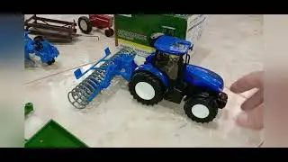 1/24 Ford / New Holland RC tractor. By Korody. Demo with plow. Wagon. Trailer. Rake. Spreader