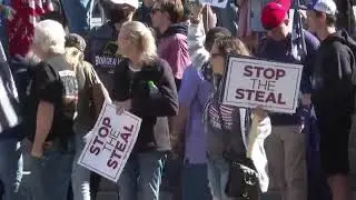 Trump supporters gather outside the Georgia State Capitol for a rally.