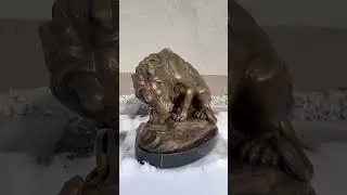 Large luxury bronze statue of a lion and snake