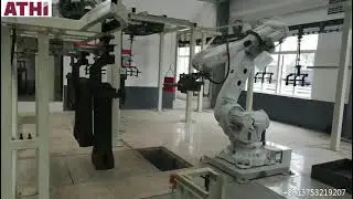 QAT485 catenary shot blasting machine is equipped with automatic robot.