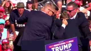 ⚠️The moment Trump was shot in right ear at rally⚠️
