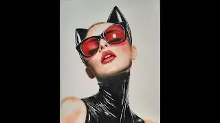Crimson Eyed cat, airbrush painting, slideshow, March 2025