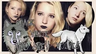 MEGA WOLF THERIAN MAKEUP TUTORIAL: black, white, and grey wolf eyes!!