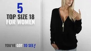 Top 10 Top Size 18 For Women [2018]: Yidarton Womens Sexy V-Neck Long Sleeve Casual Loose Zipper