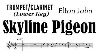 SKYLINE PIGEON Trumpet Clarinet Lower Key Sheet Music Backing Track Partitura Elton John
