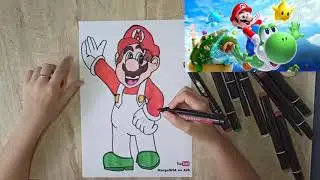 How to draw Super Mario | Paint ART | Step by step | Speed drawing tutorial | Coloring felt pens