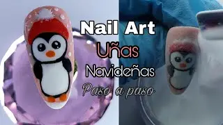PINGÜINO NAVIDEÑO en uñas PASO A PASO 💅❄