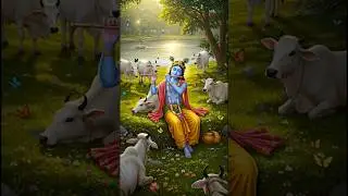 Divine Krishna Flute Animation | Peaceful Vrindavan Scene | Soothing Spiritual Meditation Video