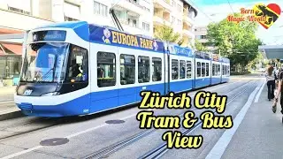 Switzerland Z&uuml;rich City Tram & Bus 8K HD Video