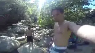 Jumping into the water in Ojai