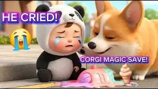 Baby Panda CRIES When Ice Cream Melts! Corgi Uses MAGIC to Save the Day! 🥹🐶