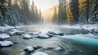 Winter River Stream Sounds for Sleeping Deeply | Cold Natural Water Ambience for relaxation