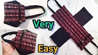 बचे हुए कपड़े के छोटे छोटे टुकड़ों से बनाए New design mini handbag / bag making at home with cloth