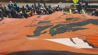 Dundee Derby 27,12,19. Flags display and teams coming out.