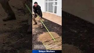 Leveling sand in a yard: a satisfying transformation