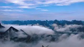 15s Surfing on Clouds in Guilin: Aerial View from the Yan Mountain