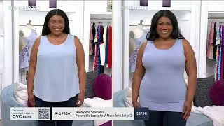 skinnytees Seamless Reversible Scoop to V-Neck Tank Set of 2 on QVC