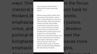 modern political theory different classical political theory