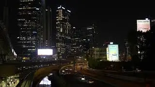 Tel Aviv HaShalom at Night in 4K