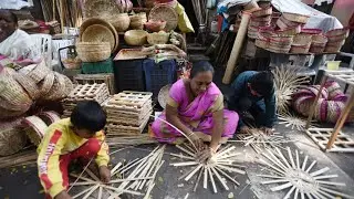 Pune: Workers make bamboo baskets for Navratri celebrations