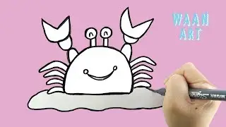 Easy Drawing | How to draw cartoon : crab สอนวาดรูปการ์ตูนปูแบบง่ายๆ