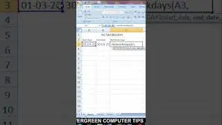 Networkdays formula !! Excel Trick & Tips !! #short #ytshorts   #youtubeshorts #youtubevideo #viral
