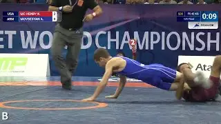1/4 FS - 42 kg: K. MC HENRY (USA) df. A. MOVSESYAN (ARM) by TF, 10-0