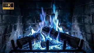 Photorealistic Blue Fireplace | Cozy Cinematic Night Ambience