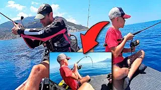 PESCANDO en KAYAK/PADEL con los NANOS &iexcl;&iexcl;EL NI&Ntilde;O SACA UN BICHO!!