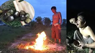Primitive technology food kh,  eating oysters the night very delicious