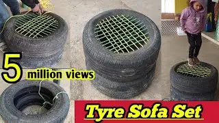 Tyer Sofa Set Kaise Banaye | tyre ka chair kaise banate hain | desi jugaad sofa set | #desijugadu 