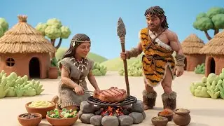Relaxing Pork Chop Cooking in the Ancient Village | Ancient Tiny Tribe