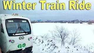 Canada Winter GO Train Ride Window View | Aurora to Toronto Union Station | Uncut Trip Ambience
