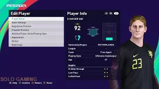 Van Der Sar Facebuild Tutorial Efootball PES 2021 How To Create Van Der Sar #pes21