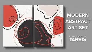 2 Abstract Digital Prints, Raspberry Black White, Contemporary Minimal Set s2a2-7