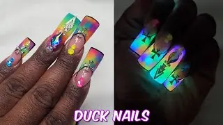 Trying Duck Nails for the First time | Glow in the Dark Duck Nails #ducknails