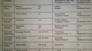 Bihar Intermediate Exam Time table 2019 for (Science, Arts, Commerce and VOC Cources)
